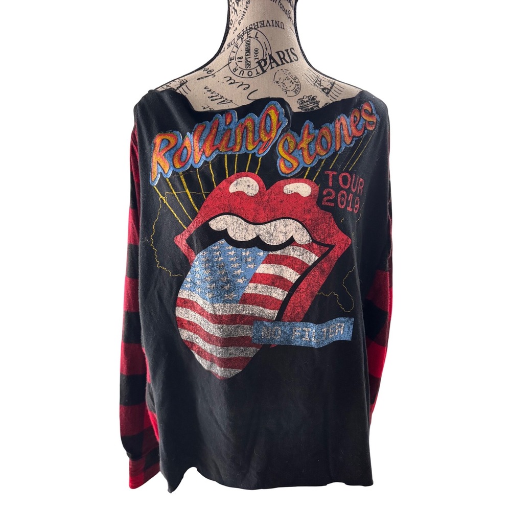 Rolling Stones No Filter Tour 2019 Graphic Flannel Upcycled